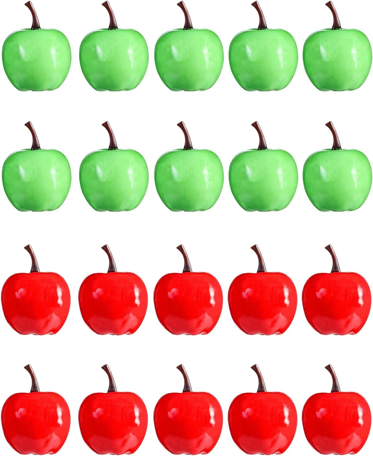 20 Pieces Artificial Apples, Fake Apples Realistic Fruits Simulation Red Green Apples for Christmas Tree Decoration Home Kitchen Photo Props Table Fruit Bowl Basket Samples (Mini Apples)