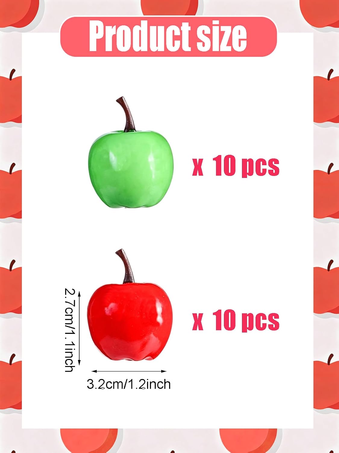 20 Pieces Artificial Apples, Fake Apples Realistic Fruits Simulation Red Green Apples for Christmas Tree Decoration Home Kitchen Photo Props Table Fruit Bowl Basket Samples (Mini Apples)