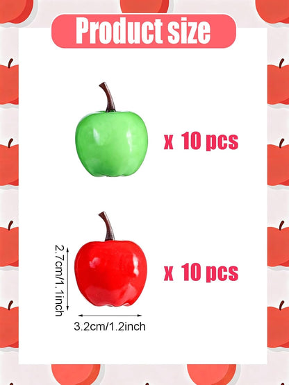 20 Pieces Artificial Apples, Fake Apples Realistic Fruits Simulation Red Green Apples for Christmas Tree Decoration Home Kitchen Photo Props Table Fruit Bowl Basket Samples (Mini Apples)