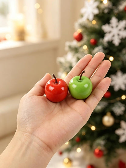 20 Pieces Artificial Apples, Fake Apples Realistic Fruits Simulation Red Green Apples for Christmas Tree Decoration Home Kitchen Photo Props Table Fruit Bowl Basket Samples (Mini Apples)