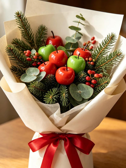 20 Pieces Artificial Apples, Fake Apples Realistic Fruits Simulation Red Green Apples for Christmas Tree Decoration Home Kitchen Photo Props Table Fruit Bowl Basket Samples (Mini Apples)