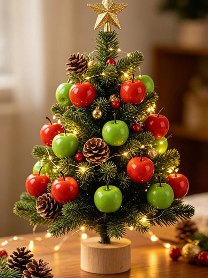 20 Pieces Artificial Apples, Fake Apples Realistic Fruits Simulation Red Green Apples for Christmas Tree Decoration Home Kitchen Photo Props Table Fruit Bowl Basket Samples (Mini Apples)