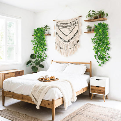 2 PCS Fake Vines, Fake Pothos Hanging Plants Ivy Vines, Artificial | Greenery for Home Kitchen Wall Decor, Aesthetic Home Decor (No Baskets)