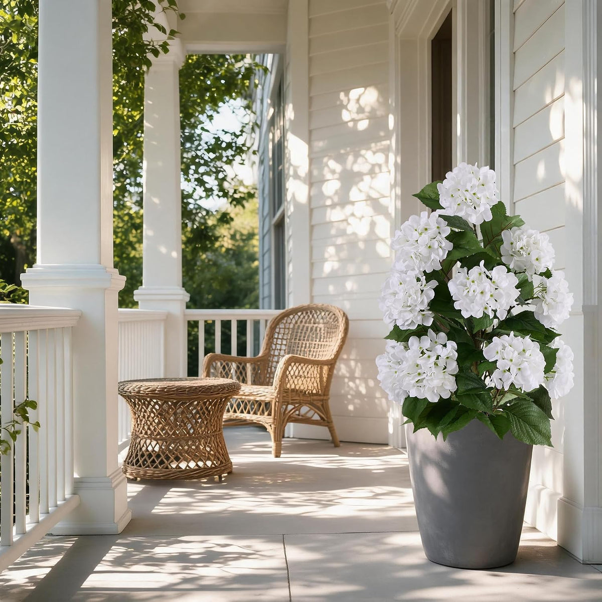 Artificial Hydrangea Trees, White, 30 in, 2 Pack