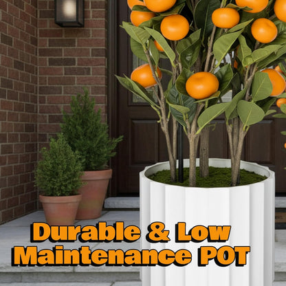 Artificial Citrus Tree 37" Large Fake Citrus Plant in Pot, Lifelike Faux Mandarin Indoor OrangeTree with White Textured Planter, 8" x 8" Pot, Floor Plants for Home Living Room Office Entryway Decor