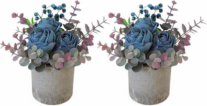 Rose in Pot Decor Potted Artificial Flowers Mini Plants Faux Flowers Indoor Small Decor Fake Roses for Home, Bathroom, Kitchen, Offices, Wedding Party Centerpieces (Yellow)