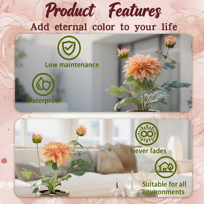 Rose in Pot Decor Potted Artificial Flowers Mini Plants Faux Flowers Indoor Small Decor Fake Roses for Home, Bathroom, Kitchen, Offices, Wedding Party Centerpieces (Yellow)