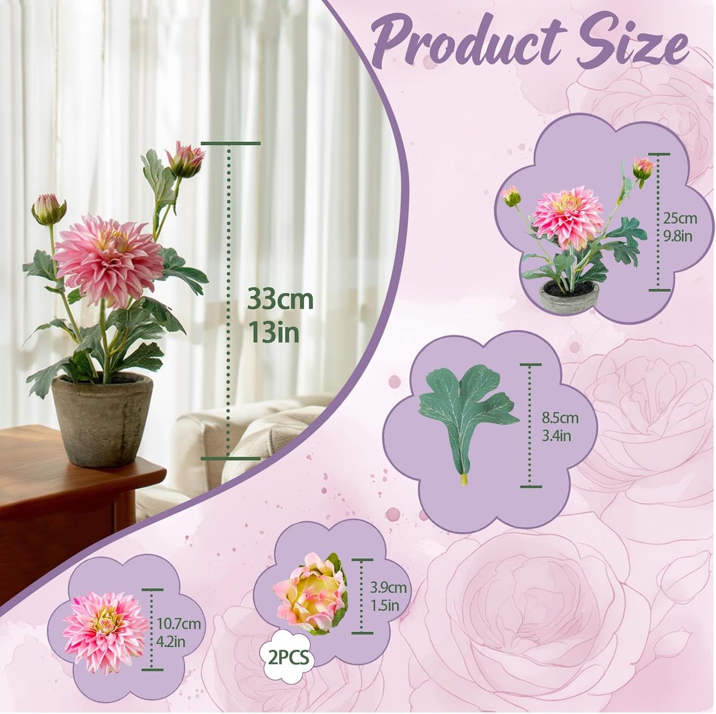 Rose in Pot Decor Potted Artificial Flowers Mini Plants Faux Flowers Indoor Small Decor Fake Roses for Home, Bathroom, Kitchen, Offices, Wedding Party Centerpieces (Yellow)