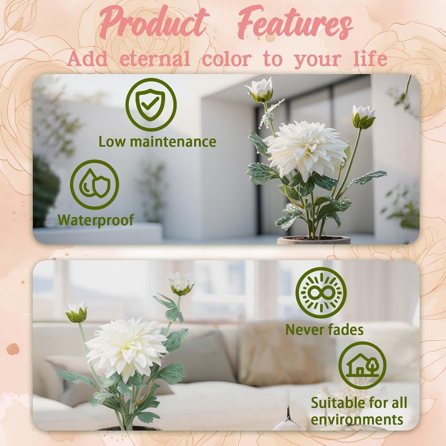 Rose in Pot Decor Potted Artificial Flowers Mini Plants Faux Flowers Indoor Small Decor Fake Roses for Home, Bathroom, Kitchen, Offices, Wedding Party Centerpieces (Yellow)