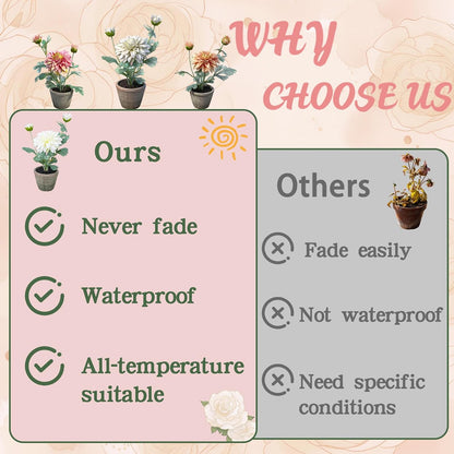 Rose in Pot Decor Potted Artificial Flowers Mini Plants Faux Flowers Indoor Small Decor Fake Roses for Home, Bathroom, Kitchen, Offices, Wedding Party Centerpieces (Yellow)