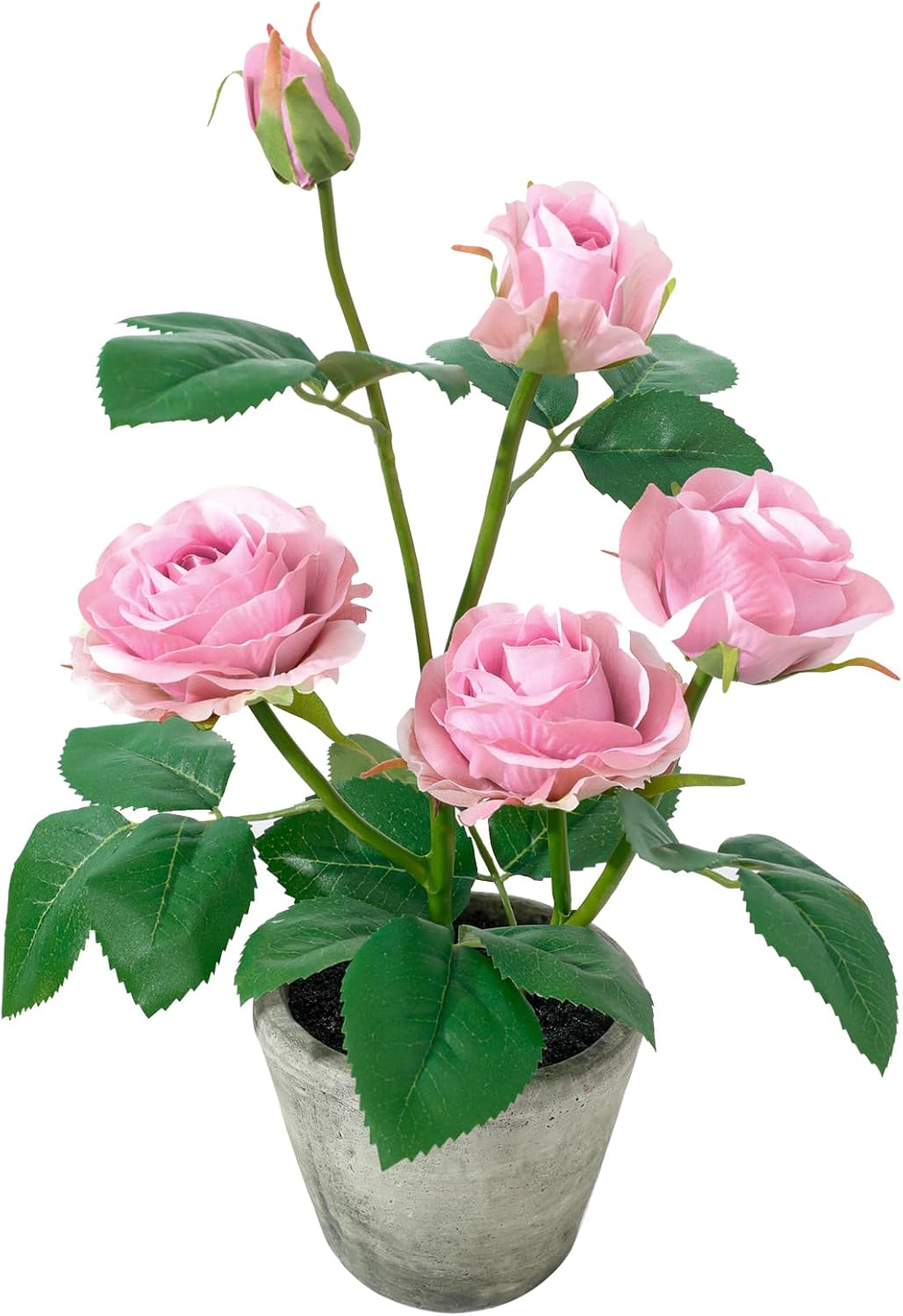 Rose in Pot Decor Potted Artificial Flowers Mini Plants Faux Flowers Indoor Small Decor Fake Roses for Home, Bathroom, Kitchen, Offices, Wedding Party Centerpieces (Yellow)
