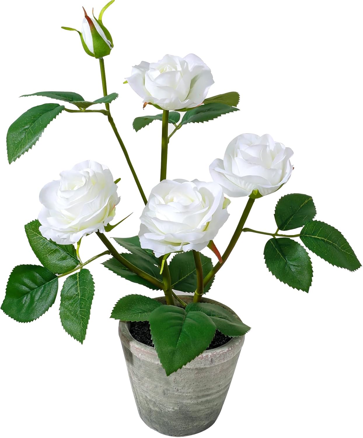 Rose in Pot Decor Potted Artificial Flowers Mini Plants Faux Flowers Indoor Small Decor Fake Roses for Home, Bathroom, Kitchen, Offices, Wedding Party Centerpieces (Yellow)