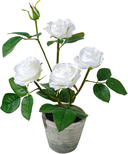 Rose in Pot Decor Potted Artificial Flowers Mini Plants Faux Flowers Indoor Small Decor Fake Roses for Home, Bathroom, Kitchen, Offices, Wedding Party Centerpieces (Yellow)