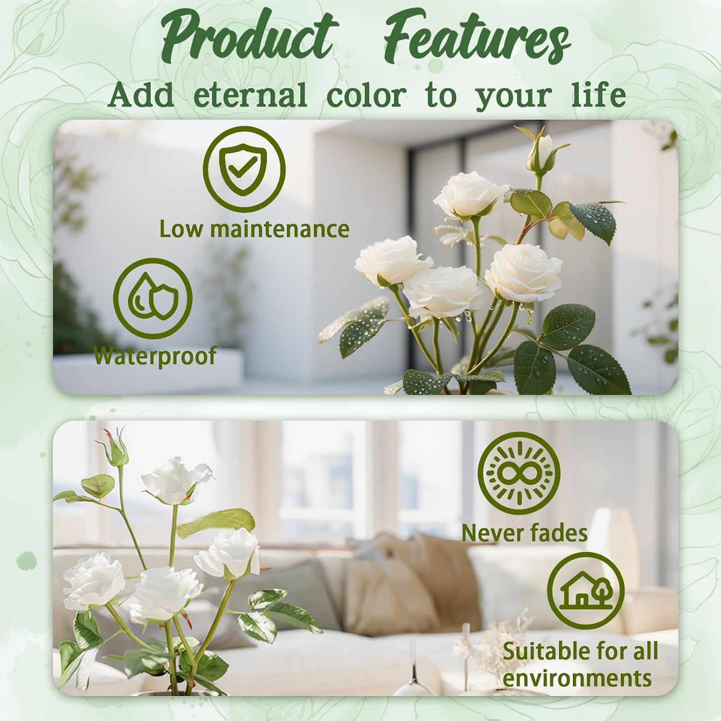 Rose in Pot Decor Potted Artificial Flowers Mini Plants Faux Flowers Indoor Small Decor Fake Roses for Home, Bathroom, Kitchen, Offices, Wedding Party Centerpieces (Yellow)