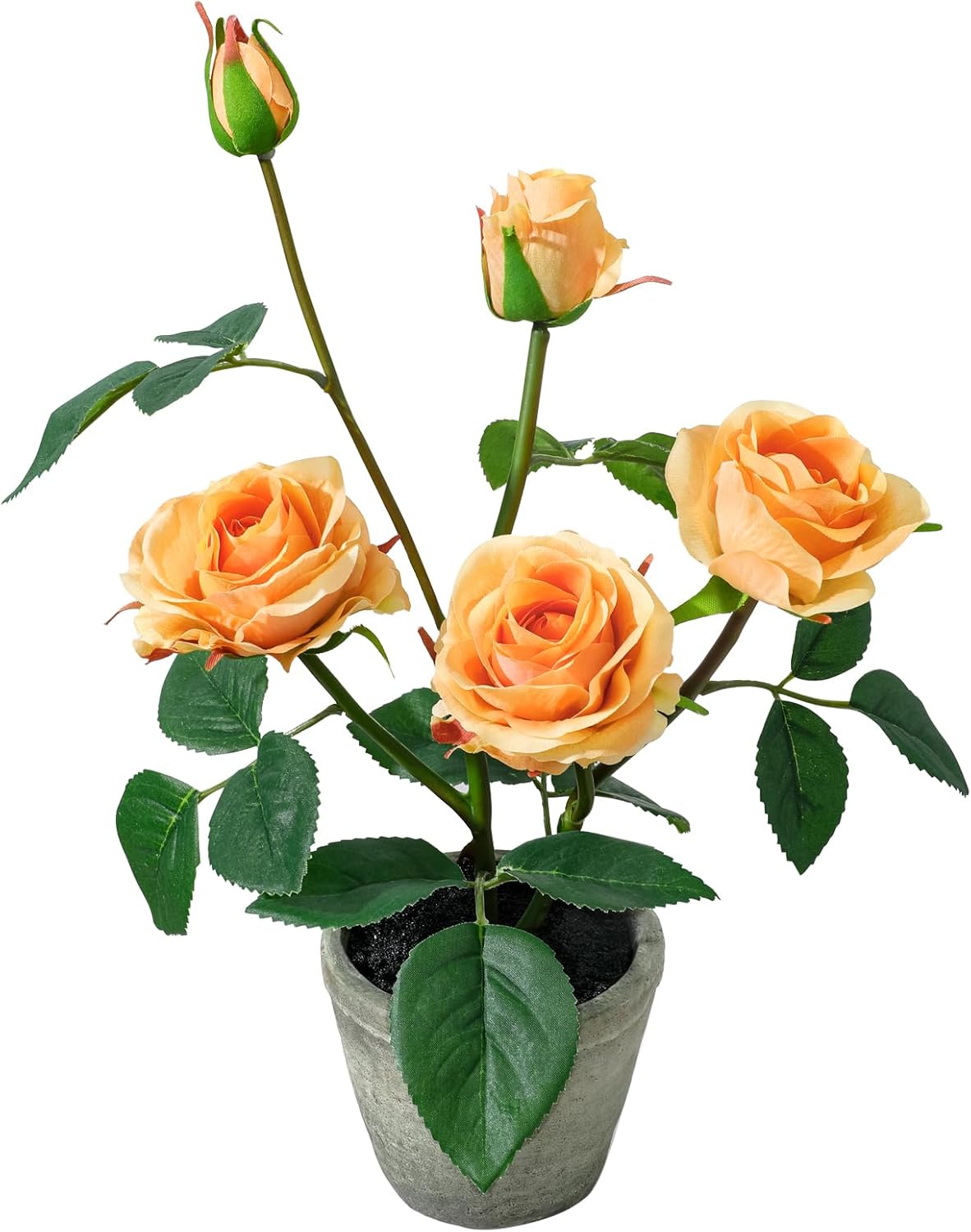 Rose in Pot Decor Potted Artificial Flowers Mini Plants Faux Flowers Indoor Small Decor Fake Roses for Home, Bathroom, Kitchen, Offices, Wedding Party Centerpieces (Yellow)