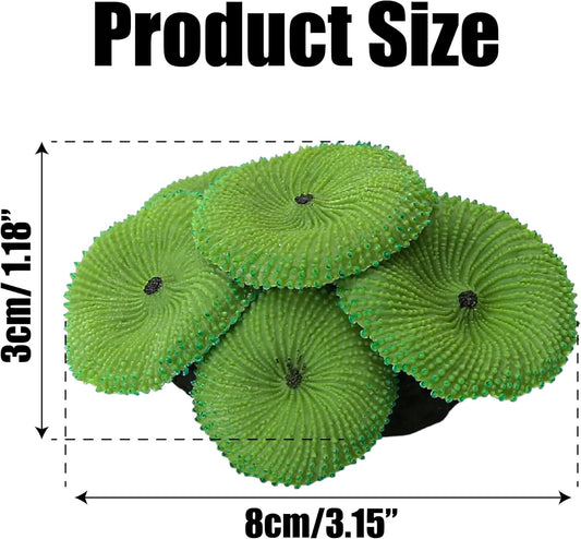 Green Coral Fake Artificial Decor Plant 3''x1'' – Premium Quality Multicolor Reef Resin Sculpture Aquarium Decorations for Fish Tank Landscape Ornament
