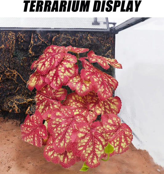 Reptile Plants for Terrarium Decor, Ball Python Tank Accessories fit Bearded Dragon Crested Leopard Gecko Lizard Chameleon Snake Frog Tortoise Hermit Crab - Fake Alocasia Black Velvet
