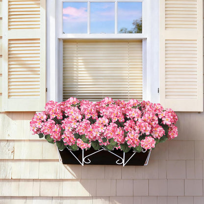 12 Pcs Artificial Flowers for Outdoors, Faux Silk Geraniums Flowers UV Resistant Fake Flowers Outdoor Plants for Front Porch Yard Patio Garden Home Decor (12, Red)
