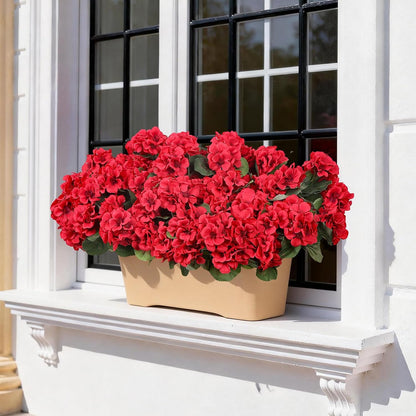 12 Pcs Artificial Flowers for Outdoors, Faux Silk Geraniums Flowers UV Resistant Fake Flowers Outdoor Plants for Front Porch Yard Patio Garden Home Decor (12, Red)