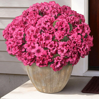 12 Pcs Artificial Flowers for Outdoors, Faux Silk Geraniums Flowers UV Resistant Fake Flowers Outdoor Plants for Front Porch Yard Patio Garden Home Decor (12, Red)