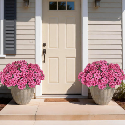 12 Pcs Artificial Flowers for Outdoors, Faux Silk Geraniums Flowers UV Resistant Fake Flowers Outdoor Plants for Front Porch Yard Patio Garden Home Decor (12, Red)