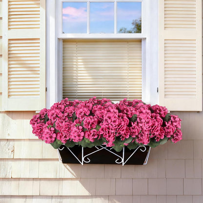 12 Pcs Artificial Flowers for Outdoors, Faux Silk Geraniums Flowers UV Resistant Fake Flowers Outdoor Plants for Front Porch Yard Patio Garden Home Decor (12, Red)