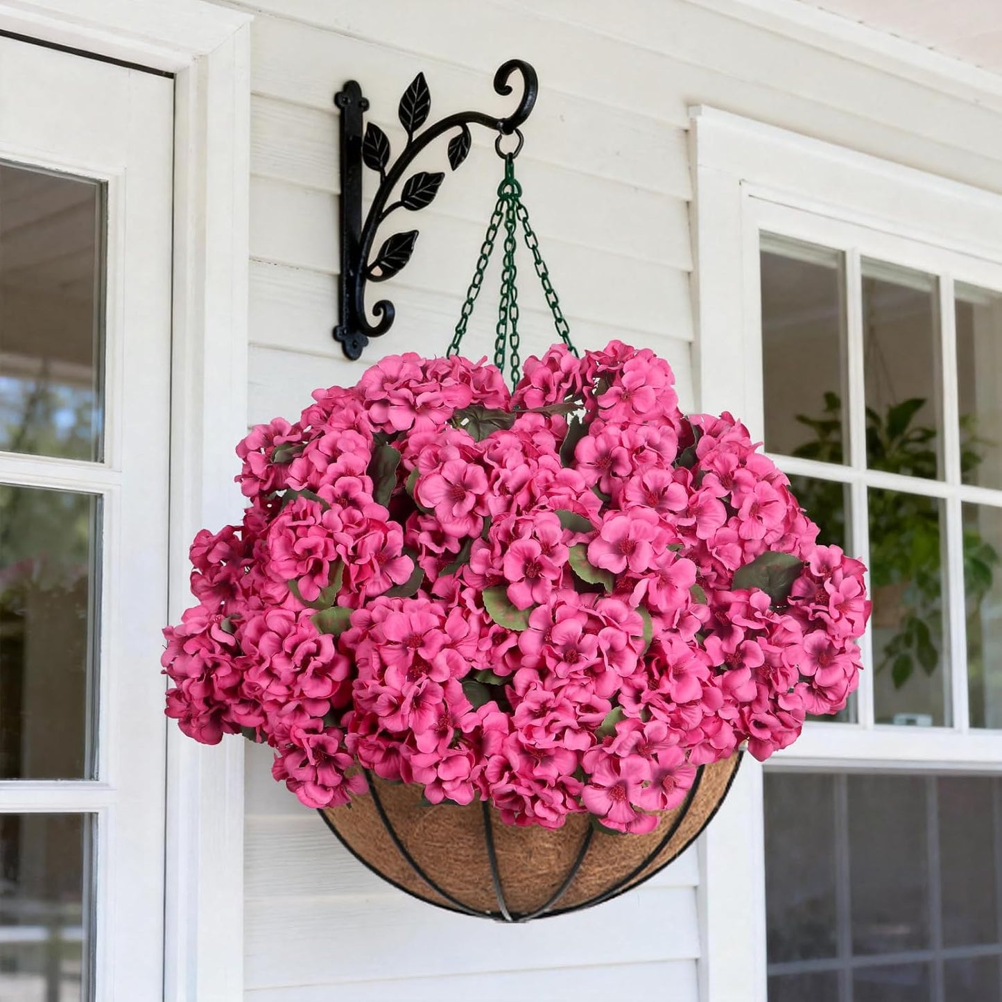 12 Pcs Artificial Flowers for Outdoors, Faux Silk Geraniums Flowers UV Resistant Fake Flowers Outdoor Plants for Front Porch Yard Patio Garden Home Decor (12, Red)