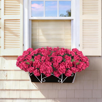 12 Pcs Artificial Flowers for Outdoors, Faux Silk Geraniums Flowers UV Resistant Fake Flowers Outdoor Plants for Front Porch Yard Patio Garden Home Decor (12, Red)