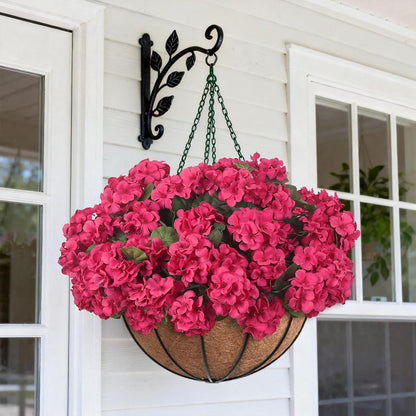12 Pcs Artificial Flowers for Outdoors, Faux Silk Geraniums Flowers UV Resistant Fake Flowers Outdoor Plants for Front Porch Yard Patio Garden Home Decor (12, Red)