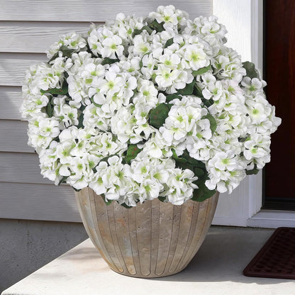 12 Pcs Artificial Flowers for Outdoors, Faux Silk Geraniums Flowers UV Resistant Fake Flowers Outdoor Plants for Front Porch Yard Patio Garden Home Decor (12, Red)