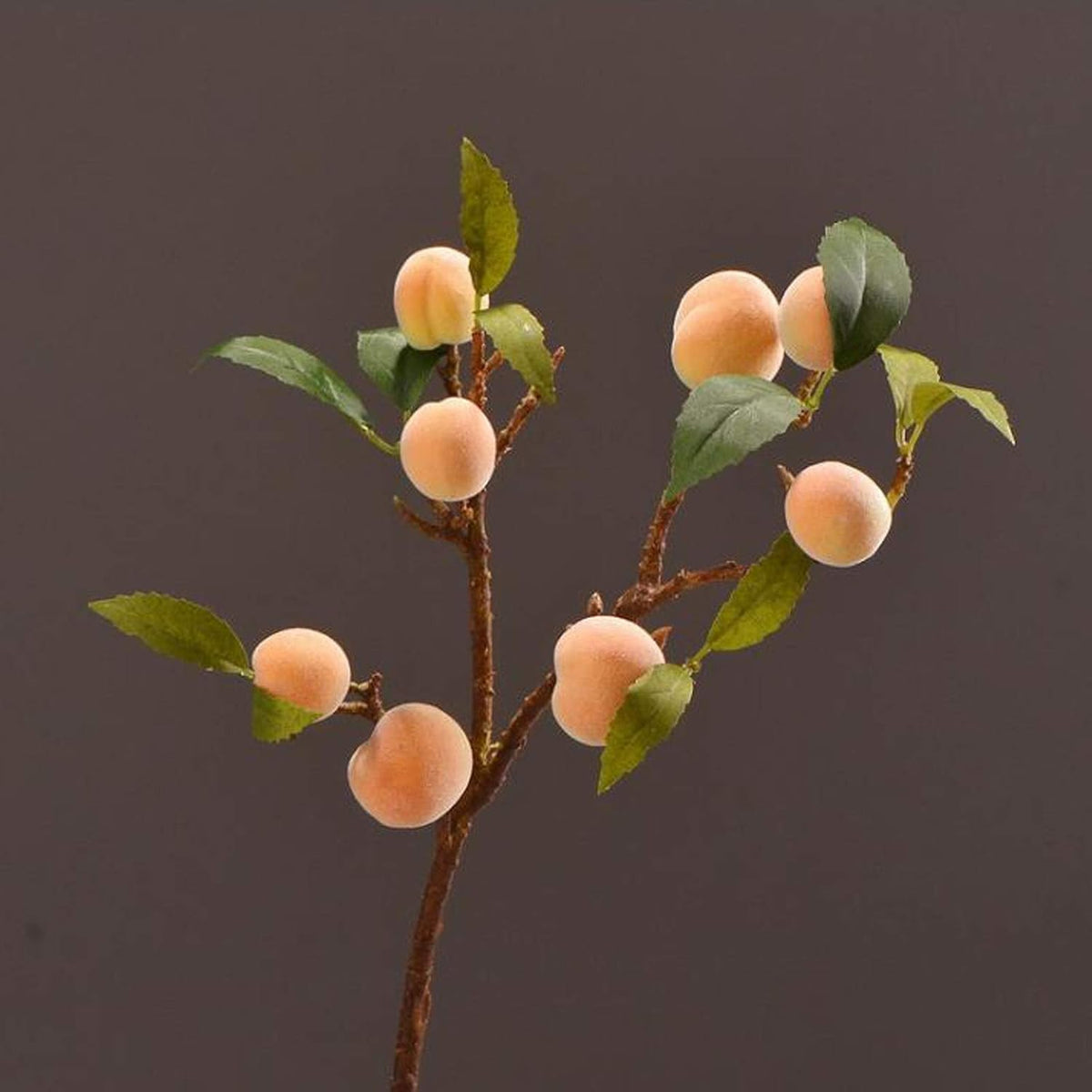2 Pcs Artificial Peach Branches, 18 Inch Real Touch Fake Peach with Green Leaves Simulation Peach Tree Stems Faux Plants Flower Arrangement for Vase Wedding Photography Props Decor
