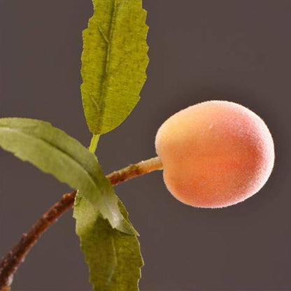 2 Pcs Artificial Peach Branches, 18 Inch Real Touch Fake Peach with Green Leaves Simulation Peach Tree Stems Faux Plants Flower Arrangement for Vase Wedding Photography Props Decor