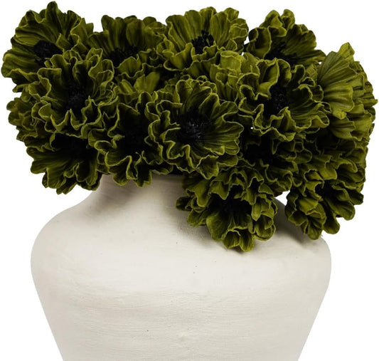 Artificial Flowers,24Pcs 13.5inch Green Poppy Fake Flowers,Real Touch Faux Flowers, Spring Décor Fake Silk Flowers for Wedding Kitchen Shop Office Home Décor (24, Green Cornpoppy)
