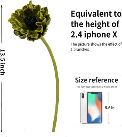 Artificial Flowers,24Pcs 13.5inch Green Poppy Fake Flowers,Real Touch Faux Flowers, Spring Décor Fake Silk Flowers for Wedding Kitchen Shop Office Home Décor (24, Green Cornpoppy)