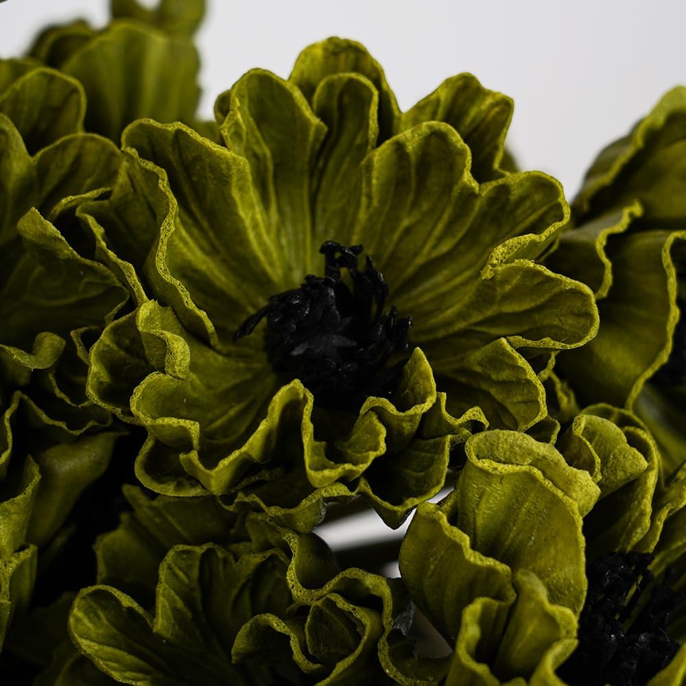 Artificial Flowers,24Pcs 13.5inch Green Poppy Fake Flowers,Real Touch Faux Flowers, Spring Décor Fake Silk Flowers for Wedding Kitchen Shop Office Home Décor (24, Green Cornpoppy)