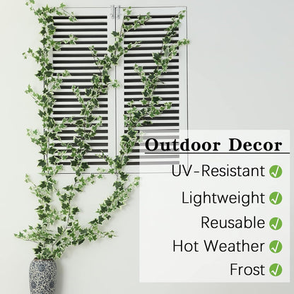 3 Strands Odorless Artificial Ivy Vines Kit, 71" Silk Ivy Garland with Green Leaves, Fake Hanging Plants Greenery Decoration for Bedroom, Windows, Walls, Wedding, Outdoor Decor (Green)