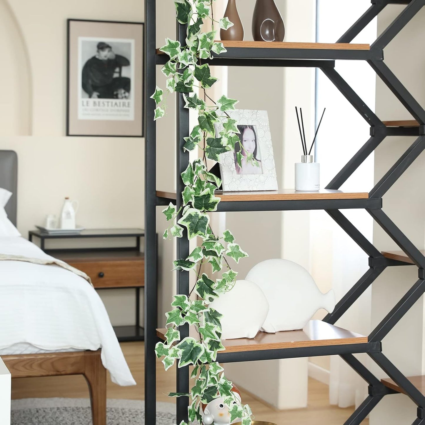 3 Strands Odorless Artificial Ivy Vines Kit, 71" Silk Ivy Garland with Green Leaves, Fake Hanging Plants Greenery Decoration for Bedroom, Windows, Walls, Wedding, Outdoor Decor (Green)