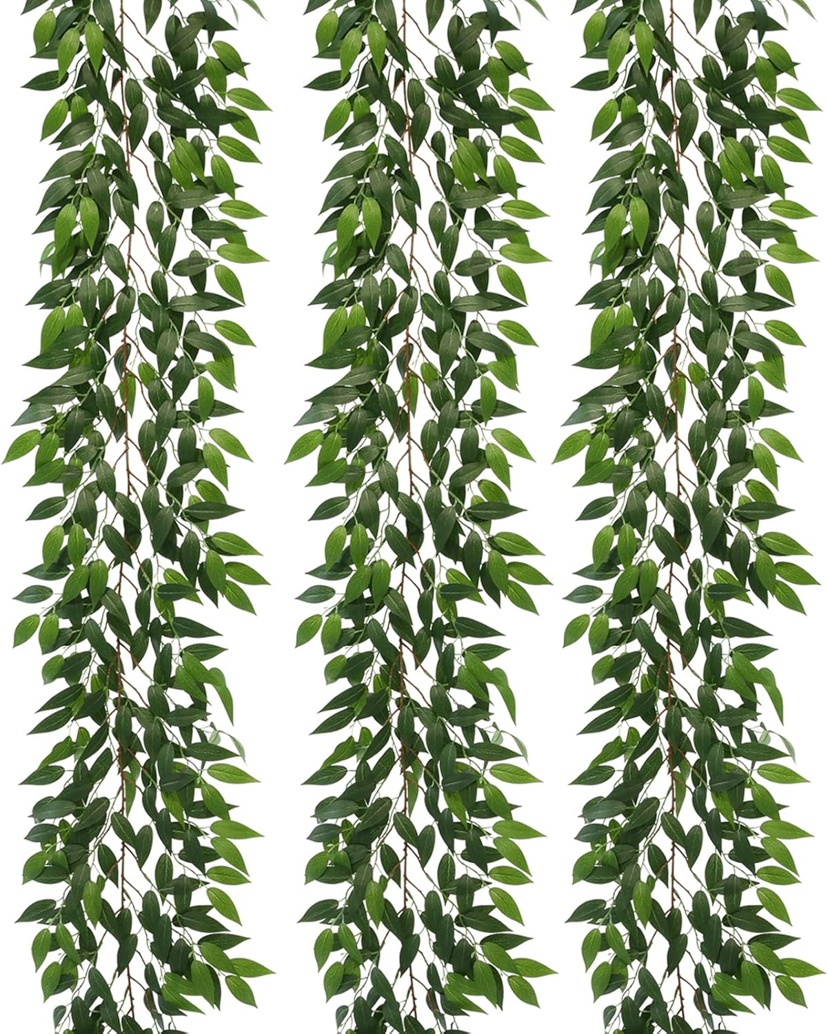 3 Strands Odorless Artificial Ivy Vines Kit, 71" Silk Ivy Garland with Green Leaves, Fake Hanging Plants Greenery Decoration for Bedroom, Windows, Walls, Wedding, Outdoor Decor (Green)