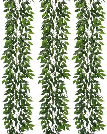 3 Strands Odorless Artificial Ivy Vines Kit, 71" Silk Ivy Garland with Green Leaves, Fake Hanging Plants Greenery Decoration for Bedroom, Windows, Walls, Wedding, Outdoor Decor (Green)