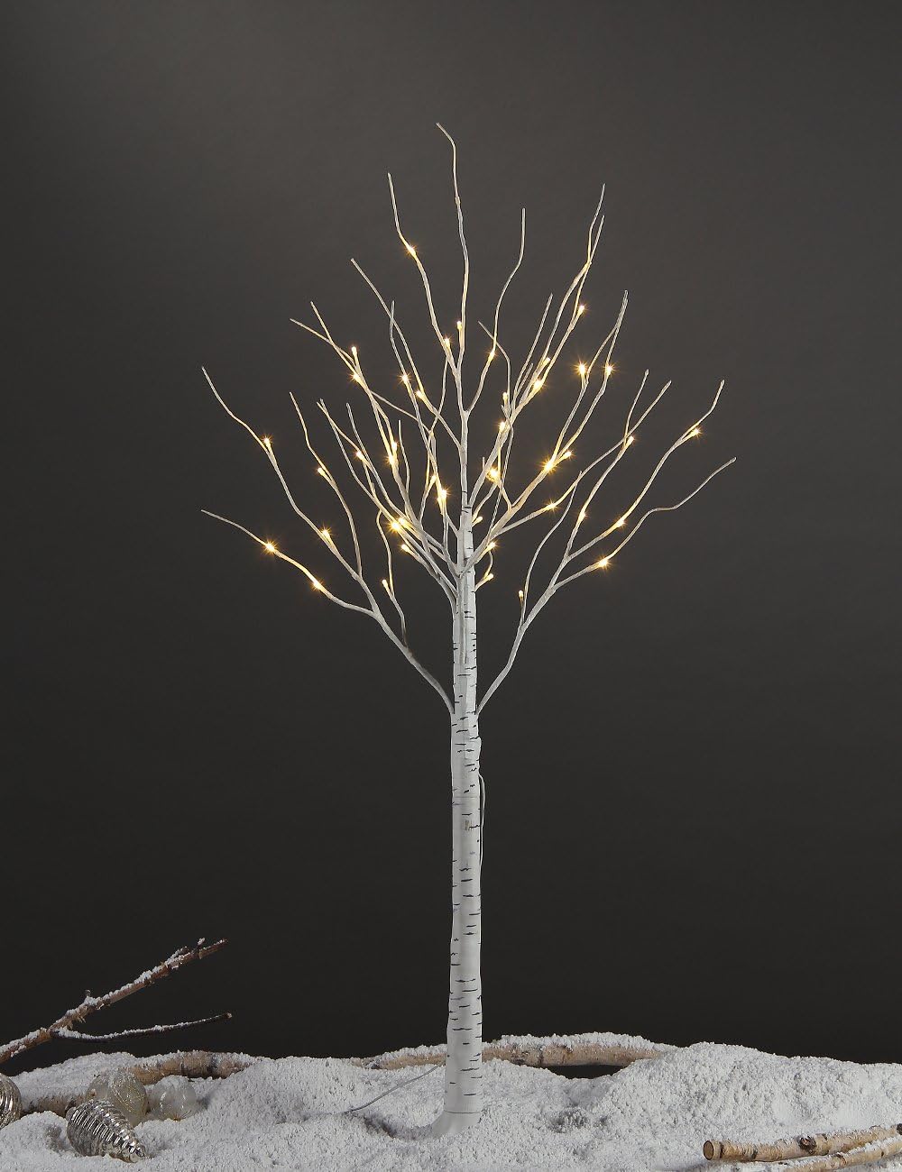 LED Birch Tree Light Set - 4ft, 6ft, 8ft Trees with Warm White Lights - Indoor Outdoor Christmas Wedding Party Decorations (3-Pack)