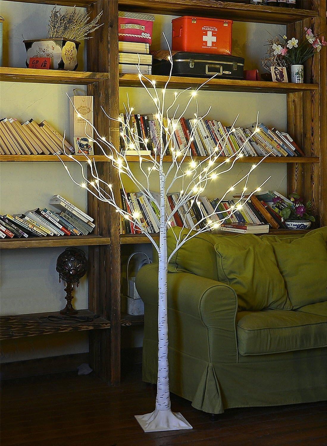 LED Birch Tree Light Set - 4ft, 6ft, 8ft Trees with Warm White Lights - Indoor Outdoor Christmas Wedding Party Decorations (3-Pack)