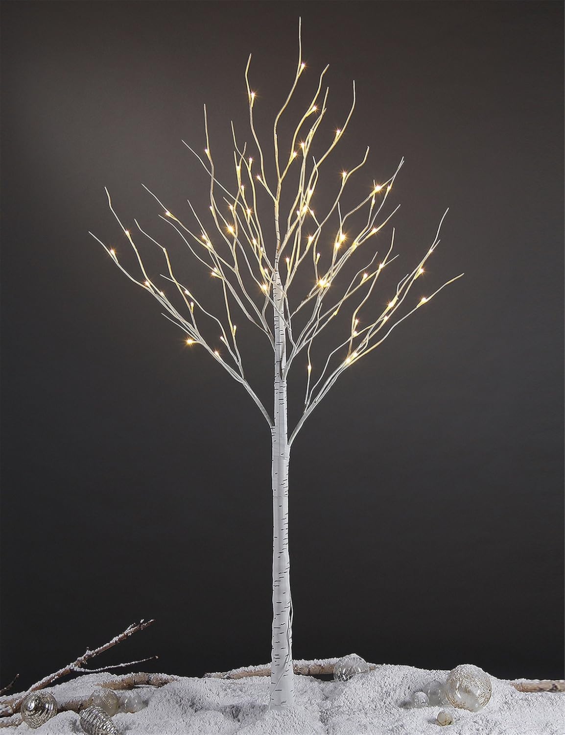 LED Birch Tree Light Set - 4ft, 6ft, 8ft Trees with Warm White Lights - Indoor Outdoor Christmas Wedding Party Decorations (3-Pack)