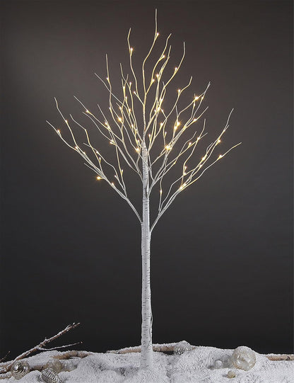 LED Birch Tree Light Set - 4ft, 6ft, 8ft Trees with Warm White Lights - Indoor Outdoor Christmas Wedding Party Decorations (3-Pack)