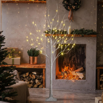 LED Birch Tree Light Set - 4ft, 6ft, 8ft Trees with Warm White Lights - Indoor Outdoor Christmas Wedding Party Decorations (3-Pack)