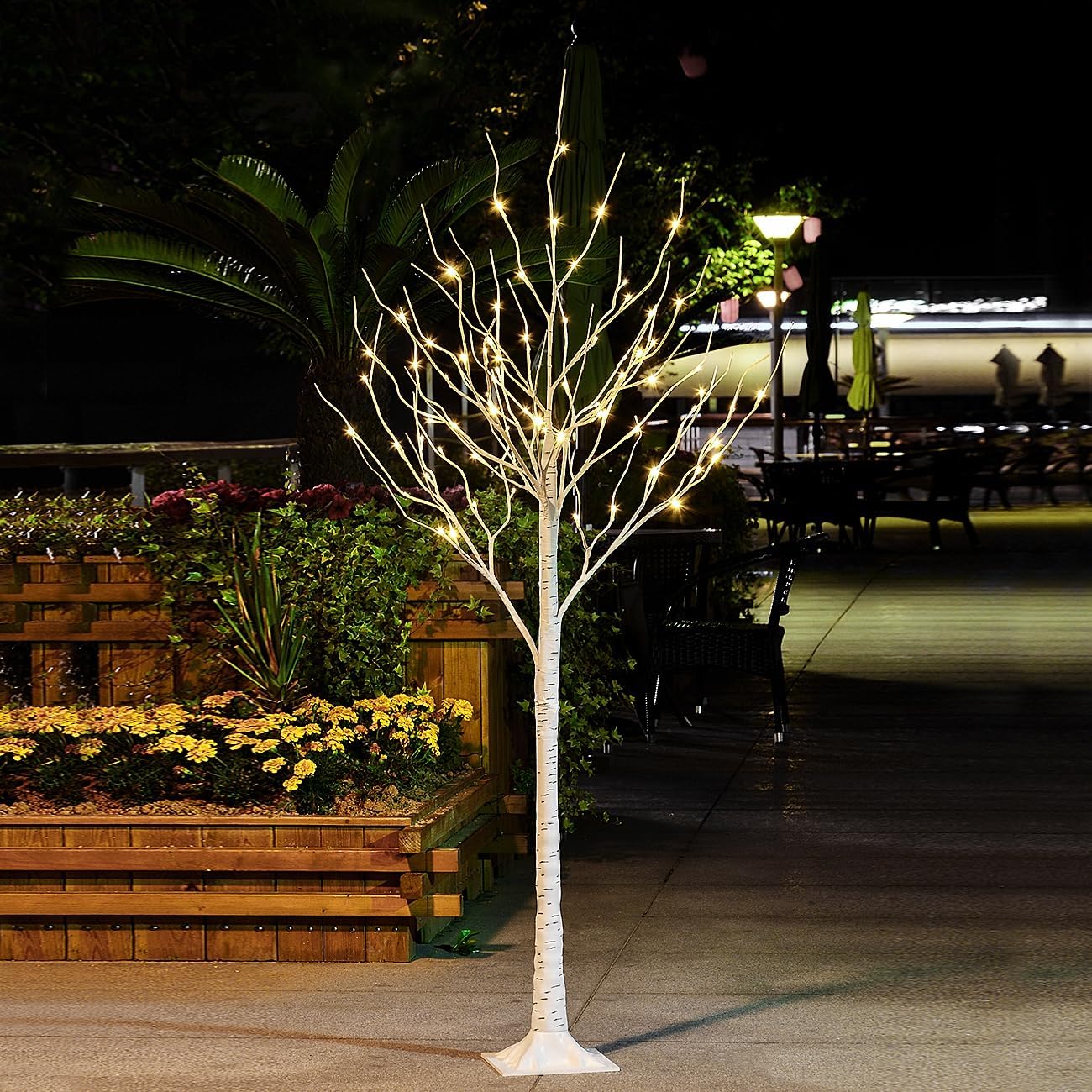 LED Birch Tree Light Set - 4ft, 6ft, 8ft Trees with Warm White Lights - Indoor Outdoor Christmas Wedding Party Decorations (3-Pack)