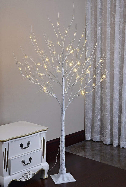 LED Birch Tree Light Set - 4ft, 6ft, 8ft Trees with Warm White Lights - Indoor Outdoor Christmas Wedding Party Decorations (3-Pack)