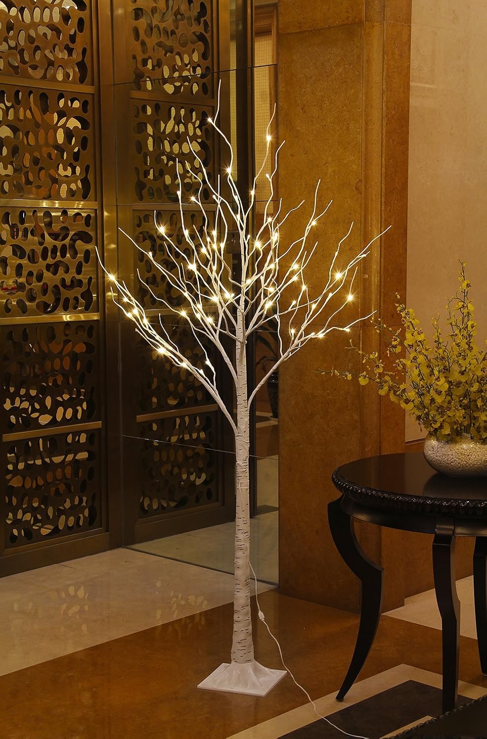 LED Birch Tree Light Set - 4ft, 6ft, 8ft Trees with Warm White Lights - Indoor Outdoor Christmas Wedding Party Decorations (3-Pack)