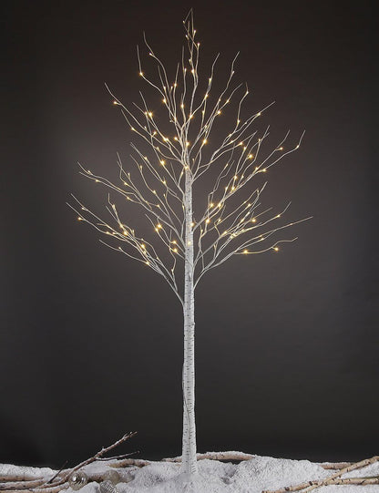 LED Birch Tree Light Set - 4ft, 6ft, 8ft Trees with Warm White Lights - Indoor Outdoor Christmas Wedding Party Decorations (3-Pack)