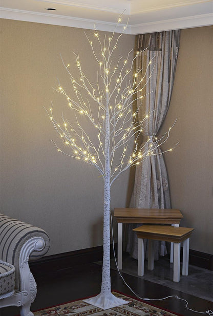 LED Birch Tree Light Set - 4ft, 6ft, 8ft Trees with Warm White Lights - Indoor Outdoor Christmas Wedding Party Decorations (3-Pack)
