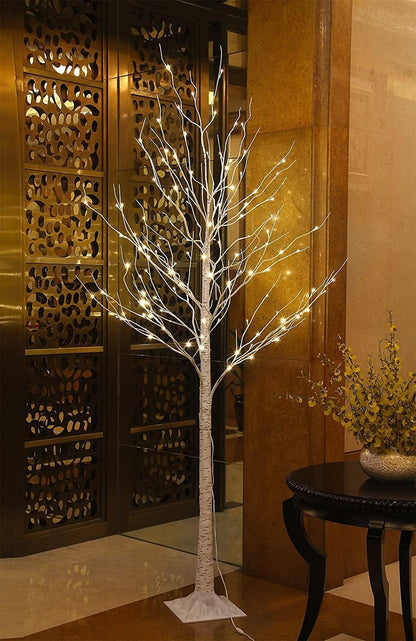 LED Birch Tree Light Set - 4ft, 6ft, 8ft Trees with Warm White Lights - Indoor Outdoor Christmas Wedding Party Decorations (3-Pack)